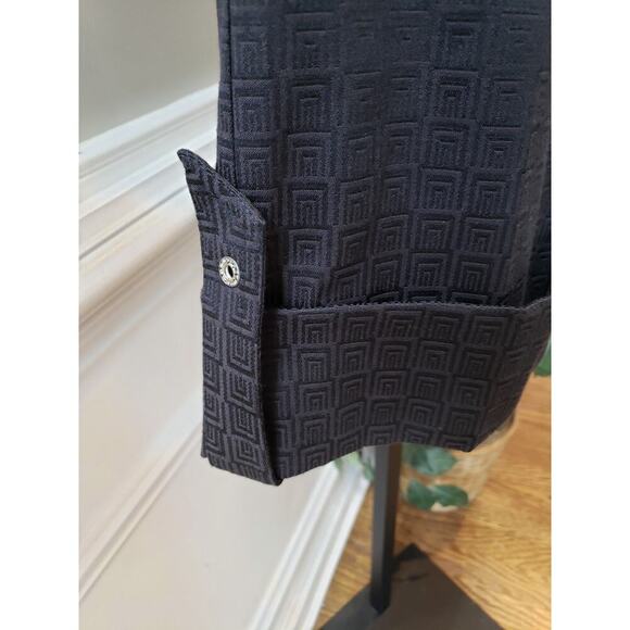 Mesmerize Trouser Pants Women's 10 Black Textured Cotton Stretch Pockets Cuffed - Picture 11 of 13